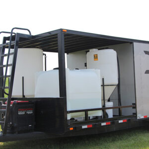 Steps up to roof of agricultural drone trailer